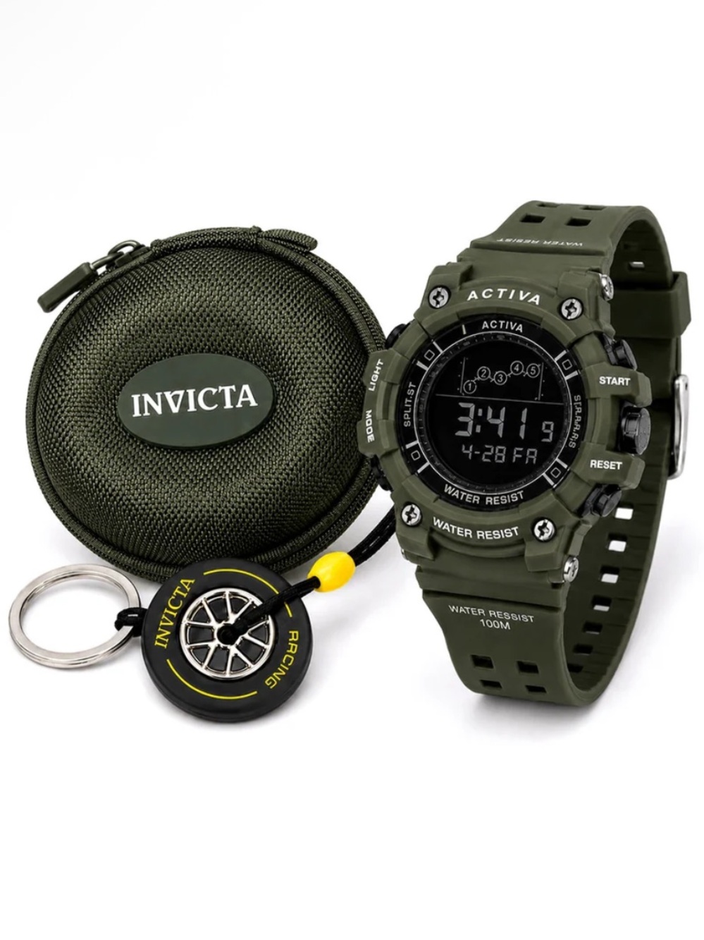 NWT Invicta Activa Rally Edition Digital Watch - Olive Green